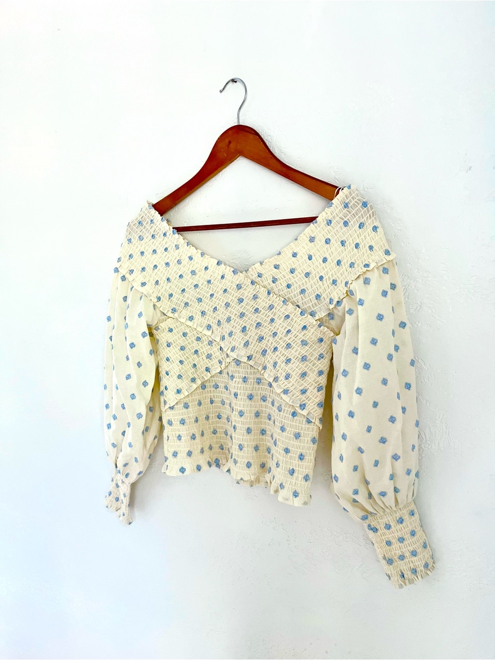 BB Dakota Smocked Wrap Top